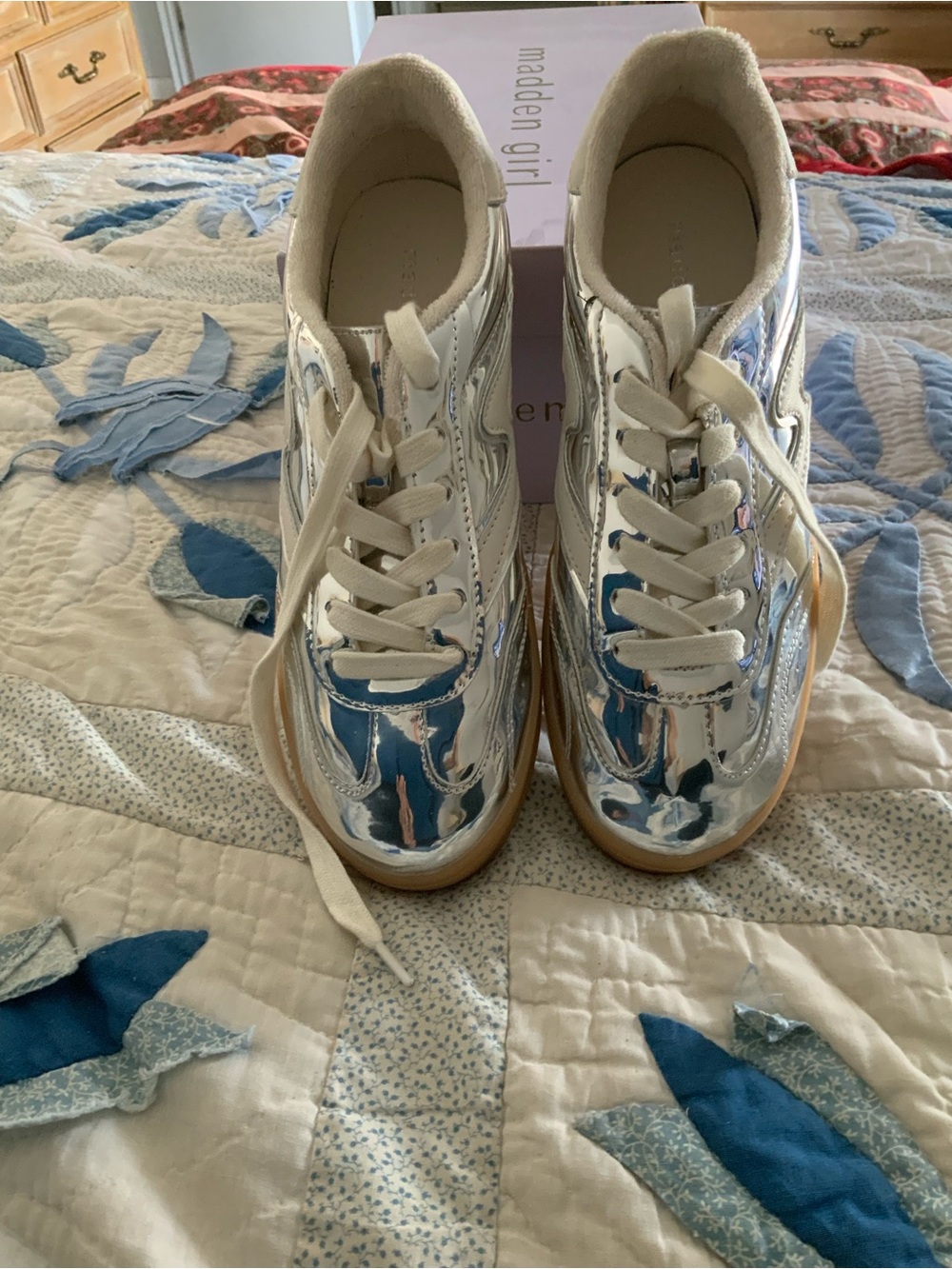 Madden Girl Silver Multi Shoe Box with Brand Logo